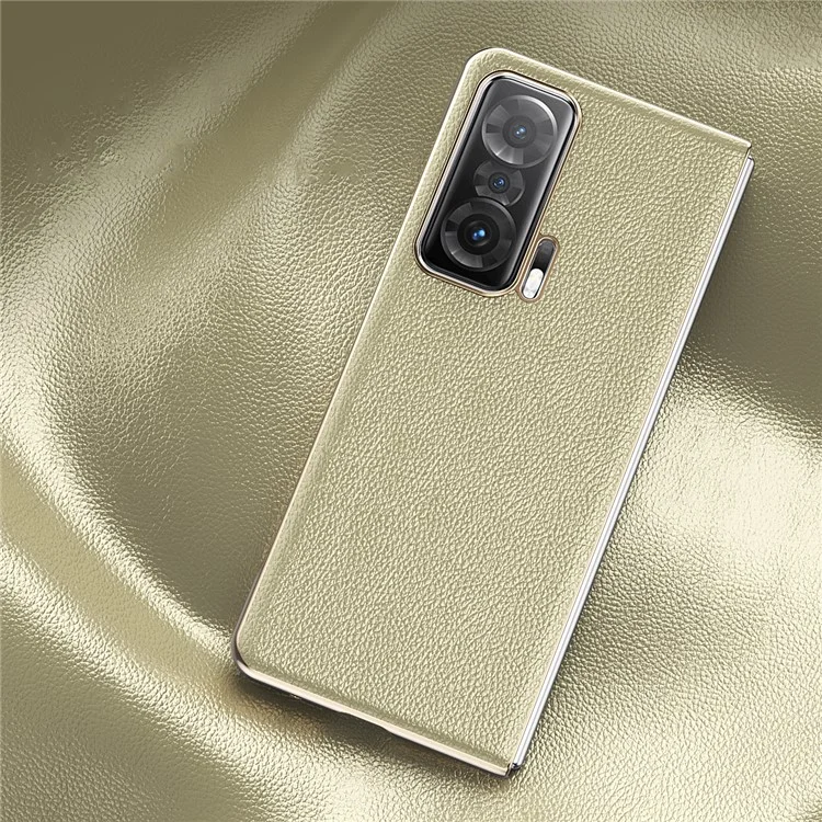 For Honor Magic V Cadre D'électroplaste PU Couvre-pc Revêtu de Cuir PU Couverture de Téléphone Pliant - or