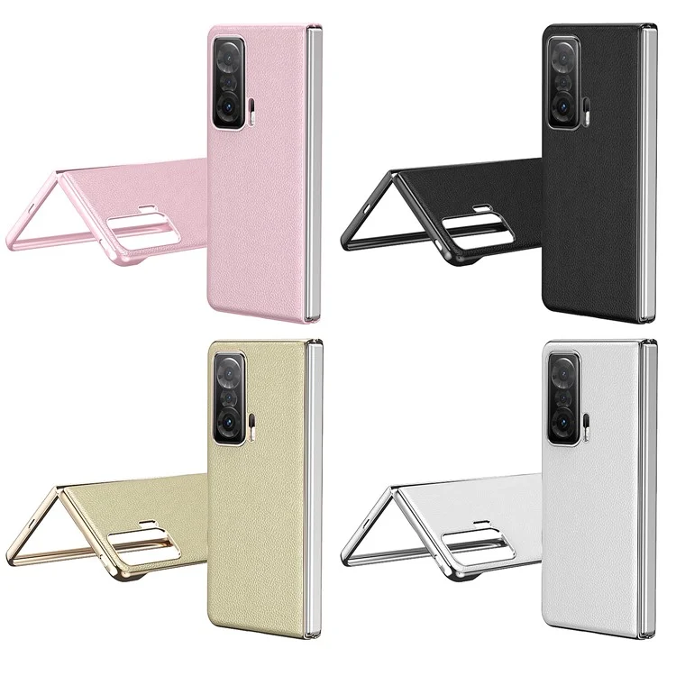 For Honor Magic V Cadre D'électroplaste PU Couvre-pc Revêtu de Cuir PU Couverture de Téléphone Pliant - or