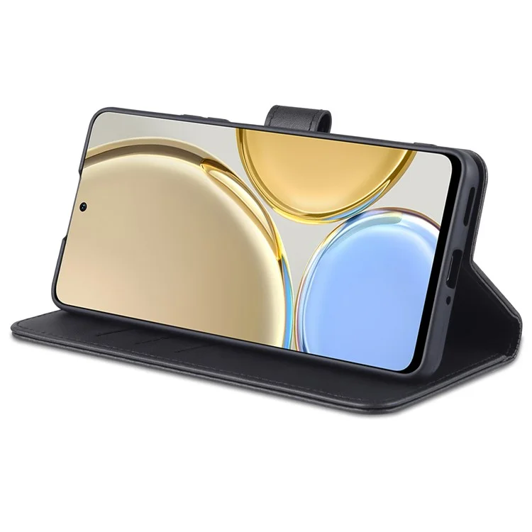 Custodia per telefono in pelle PU AZNS per Honor X30 / X9 5G / Magic 4 Lite 5G, supporto regolabile, anti-polvere e antiurto, con portafoglio - Nero