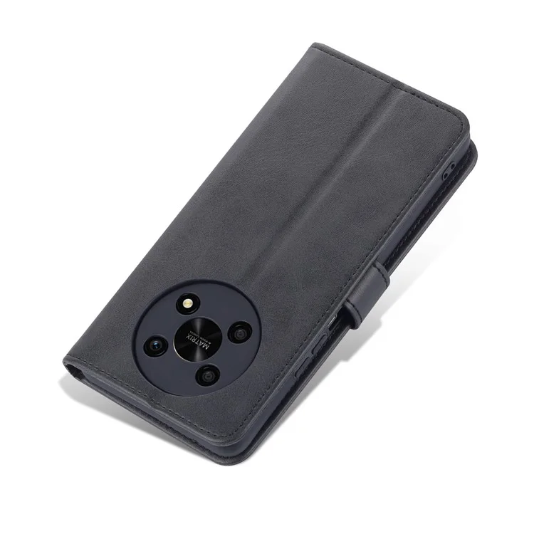 Azns pu Leather Téléphone Pour L'honneur X30 / X9 5G / Magic 4 Lite 5G Support Support Portefeuille de Couvercle de Téléphone à Amortissement Antichocyte - le Noir