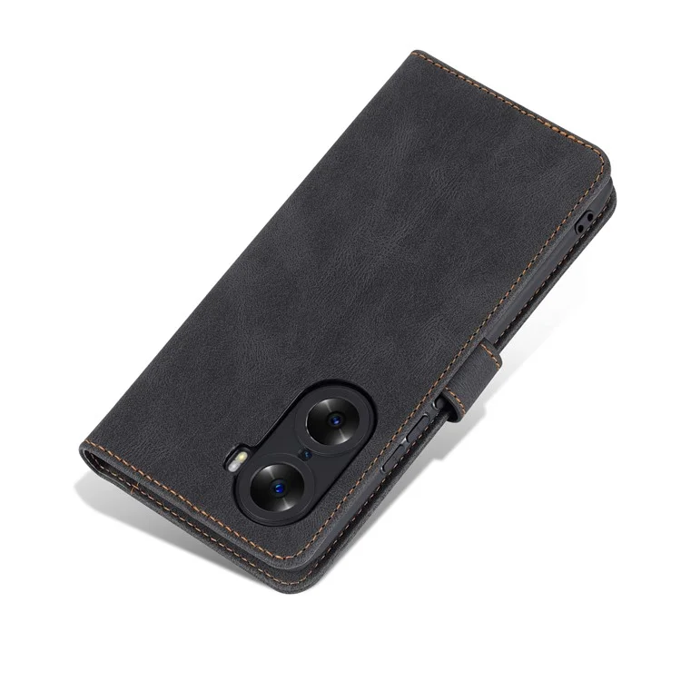 AZNS PU Téléphone en Cuir Cse Pour L'honneur 60 Portefeuille Pliage de Porte - le Noir