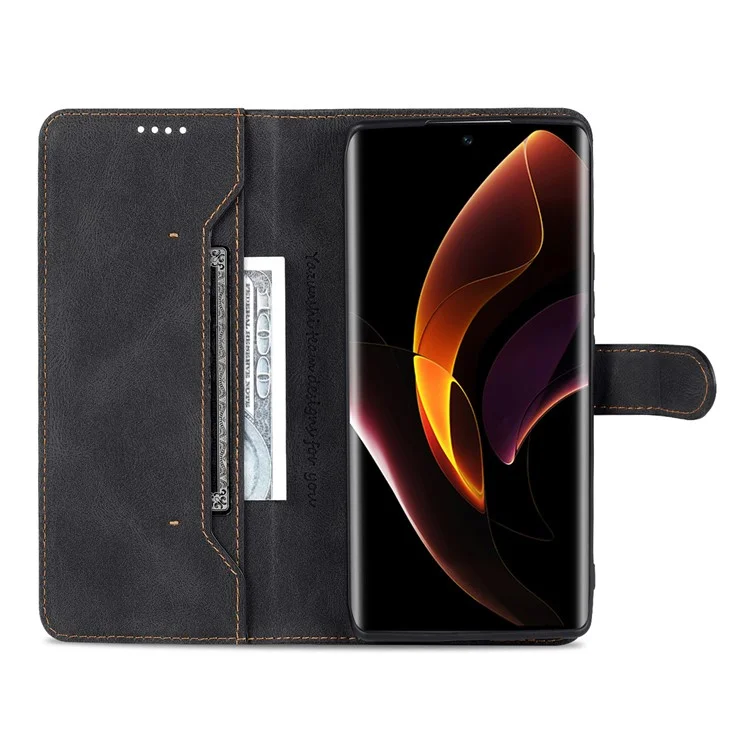 AZNS PU Téléphone en Cuir Cse Pour L'honneur 60 Portefeuille Pliage de Porte - le Noir