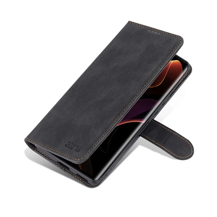 AZNS PU Téléphone en Cuir Cse Pour L'honneur 60 Portefeuille Pliage de Porte - le Noir