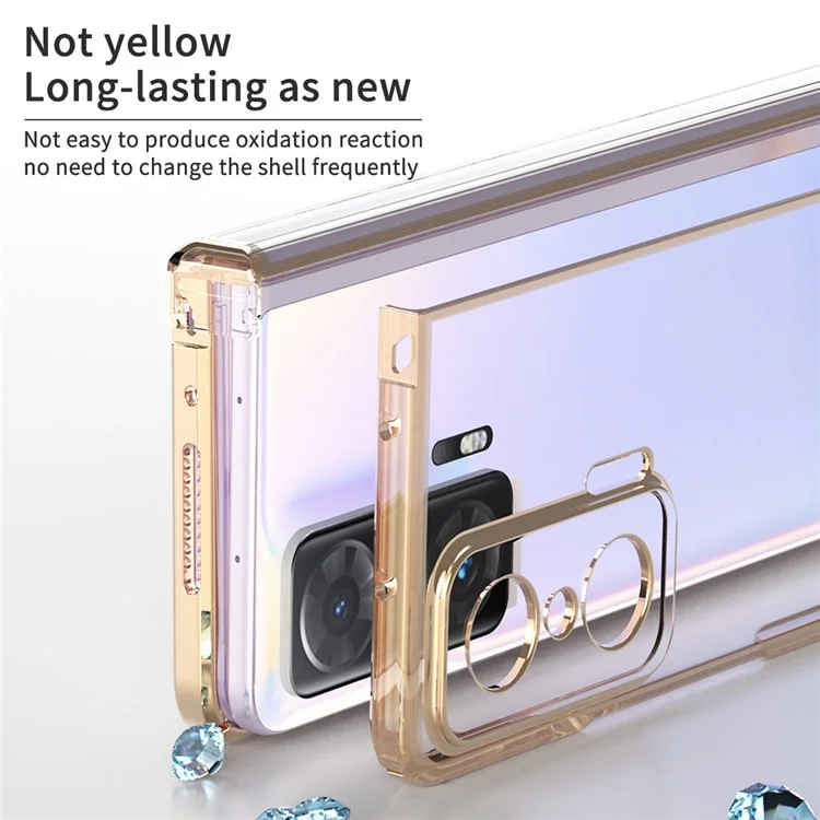 Pour Honor Magic V Conception de charnière détachable Coque de téléphone anti-chute en PC résistante aux chocs Coque de téléphone transparente électroplaquée - Or