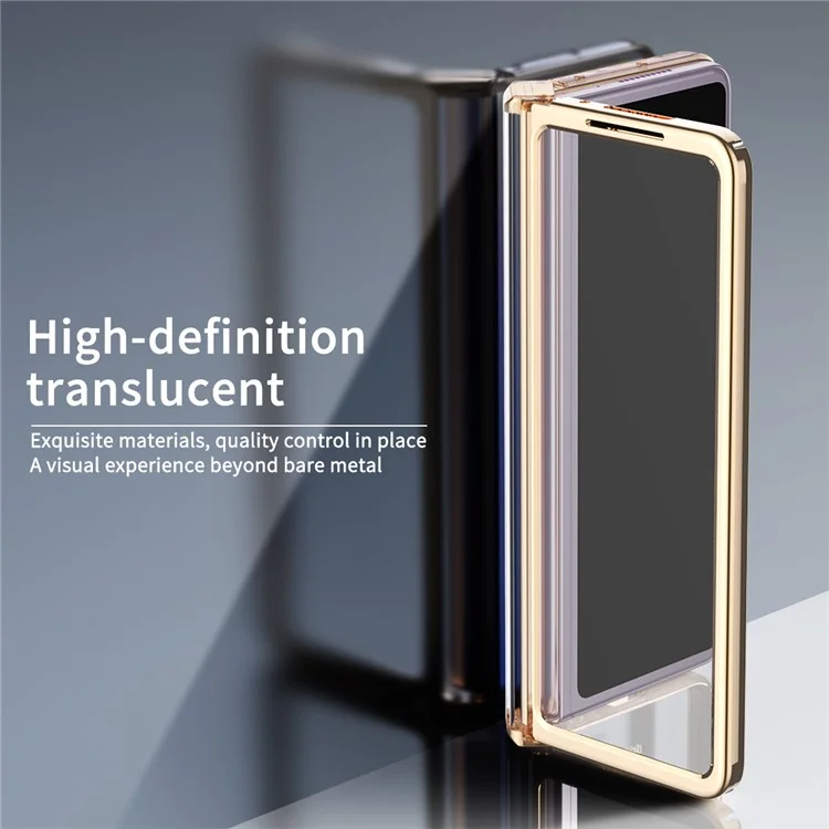 Pour Honor Magic V Conception de charnière détachable Coque de téléphone anti-chute en PC résistante aux chocs Coque de téléphone transparente électroplaquée - Or