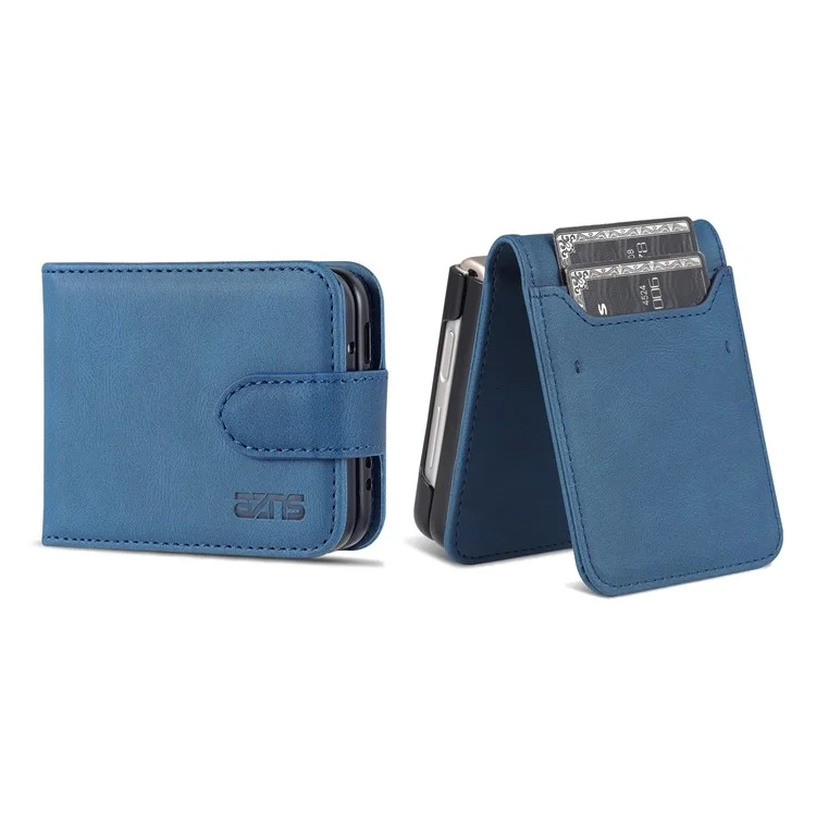 AZNS PU Leather Flip Phone Case Pour Huawei P50 Pocket, Pliant la Couverture de Téléphone Protectrice Tout Compris Avec Des Emplacements de Carte - Bleu