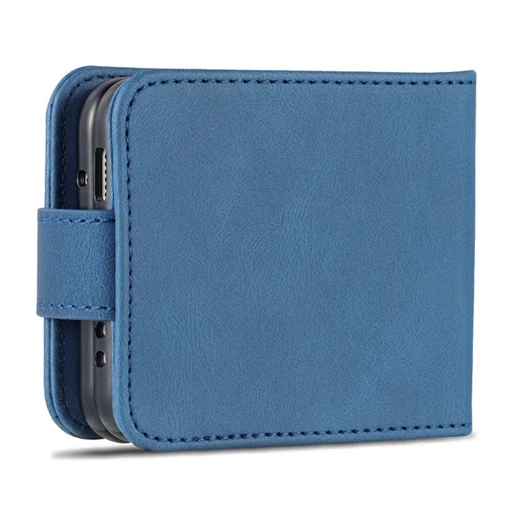 AZNS PU Leather Flip Phone Case Pour Huawei P50 Pocket, Pliant la Couverture de Téléphone Protectrice Tout Compris Avec Des Emplacements de Carte - Bleu