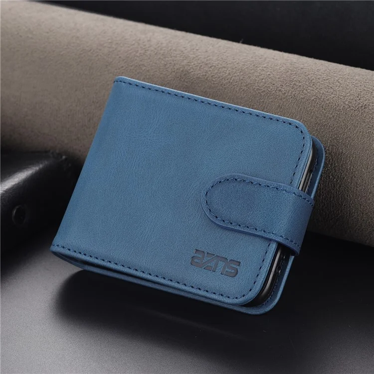 AZNS PU Leather Flip Phone Case Pour Huawei P50 Pocket, Pliant la Couverture de Téléphone Protectrice Tout Compris Avec Des Emplacements de Carte - Bleu