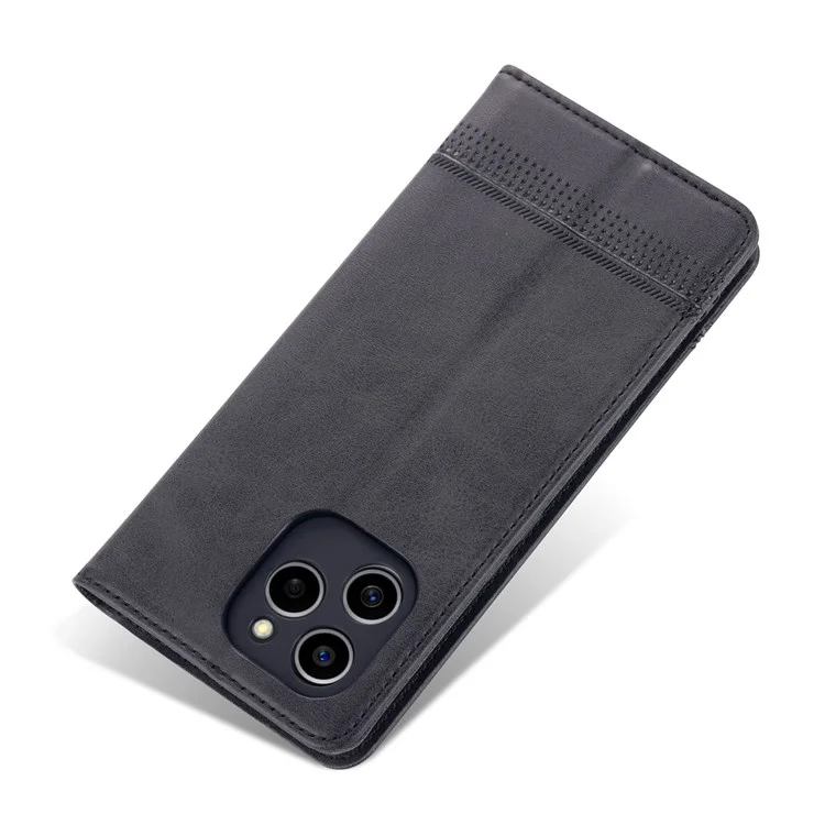 Azns Für Ehren 60 se Verstellbarer Ständer Strukturierter Leder-telefongehäuse Anti-fall Magnetic Auto-absorbed Shell Mit Brieftasche - Schwarz