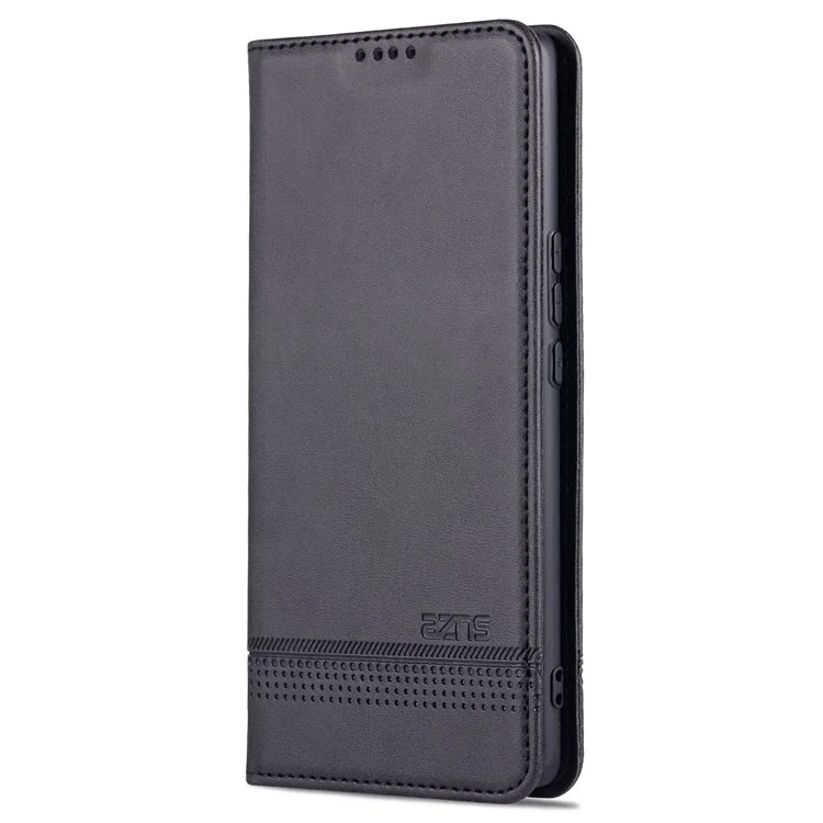 Azns Für Ehren 60 se Verstellbarer Ständer Strukturierter Leder-telefongehäuse Anti-fall Magnetic Auto-absorbed Shell Mit Brieftasche - Schwarz