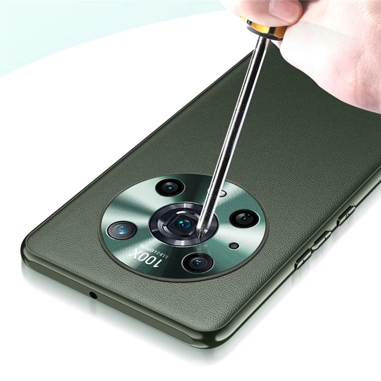 FUKELAI für Honor Magic4 Pro Stoßfeste, sturzsichere Textur PU-Leder beschichtetes TPU-Handyhülle - Dunkelgrün