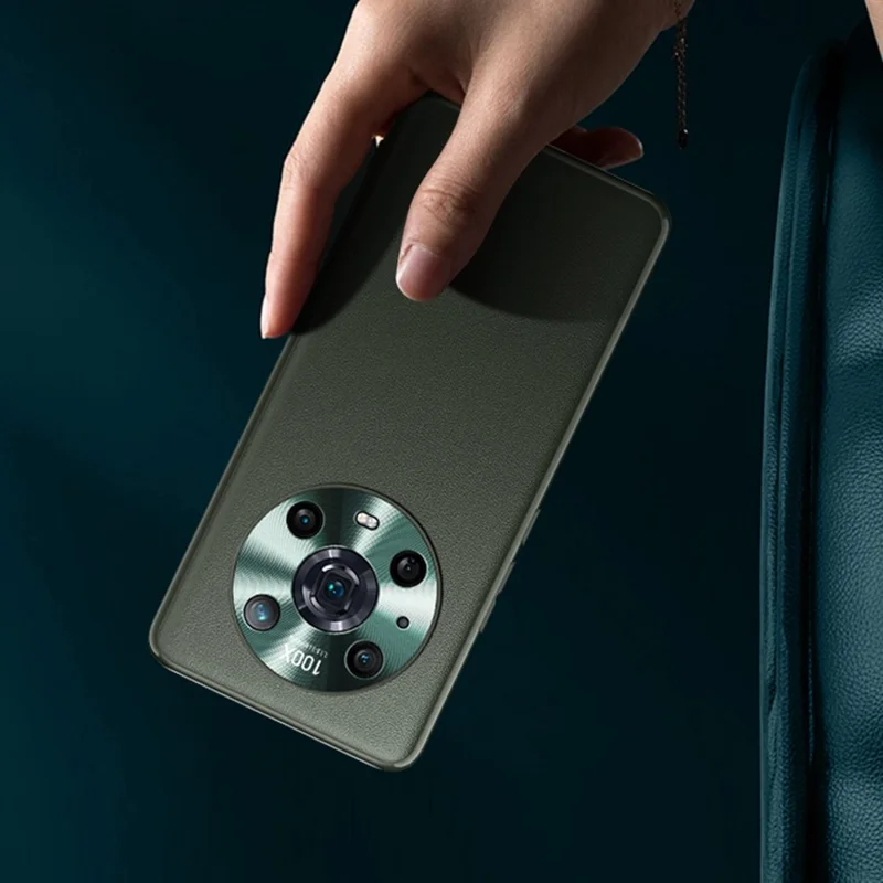 FUKELAI till Honor Magic4 Pro, stötsäker, mot fall, strukturerad PU-läderbelagd TPU mobilskal - Orange