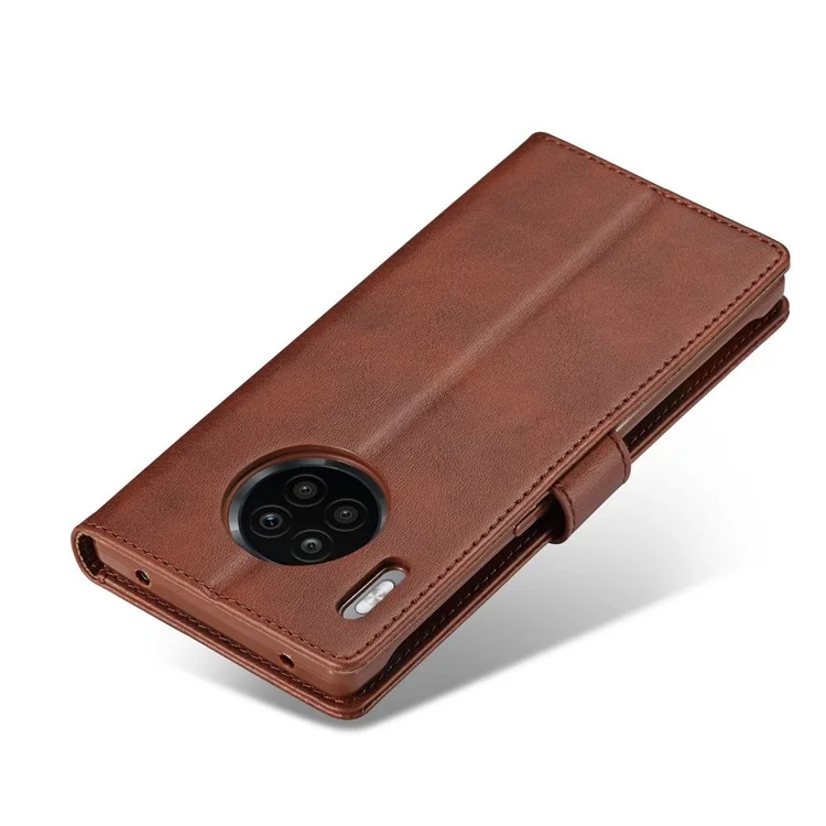 LC.IMEEKE For Huawei Nova 8i/Honor 50 Lite Textured PU Leather Flip Folio Stand Case Mobile Phone Wallet Case Cover - Brown