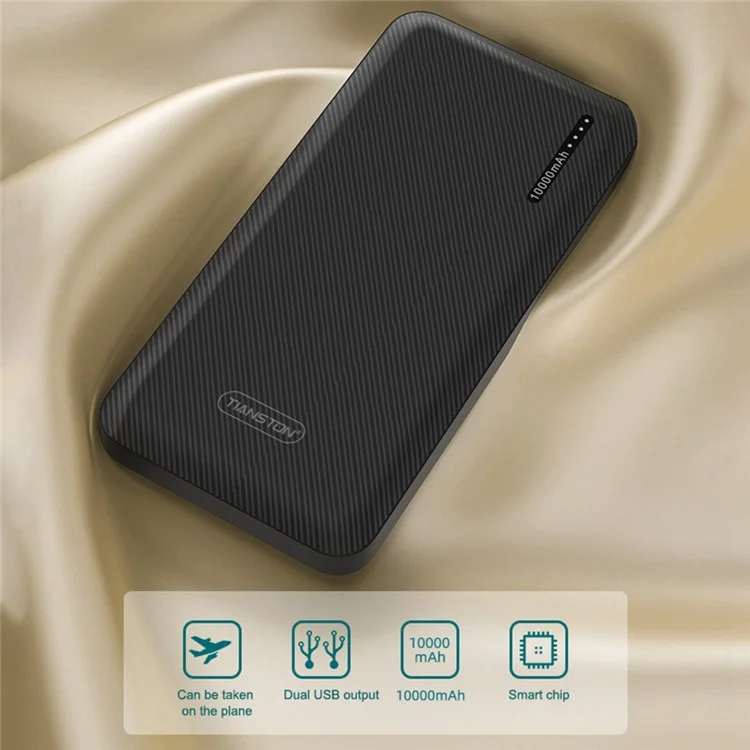 Tianston Y11 10000mAh Power Bank Phone Phone Портативное Зарядное Устройство С Двойными USB-разными Портами Светодиодный Индикатор Света Для Мобильных Телефонов / Планшетов / Ноутбуков