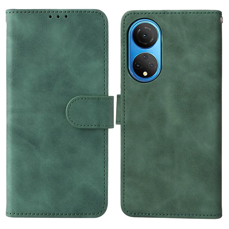 For Honor X7 Flip Wallet Phone Case Skin-Touch Feeling Leather Stand Function TPU Inner Shell Cover - Verde