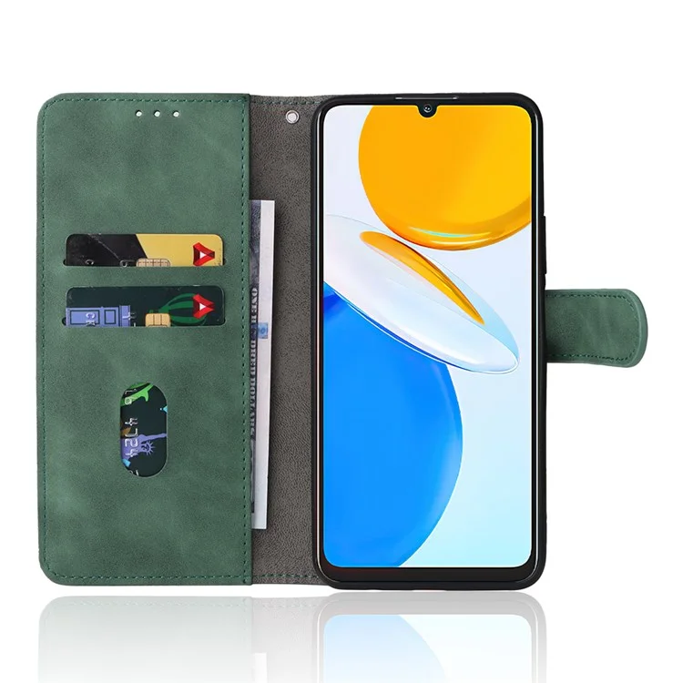 For Honor X7 Flip Wallet Phone Case Skin-Touch Feeling Leather Stand Function TPU Inner Shell Cover - Verde
