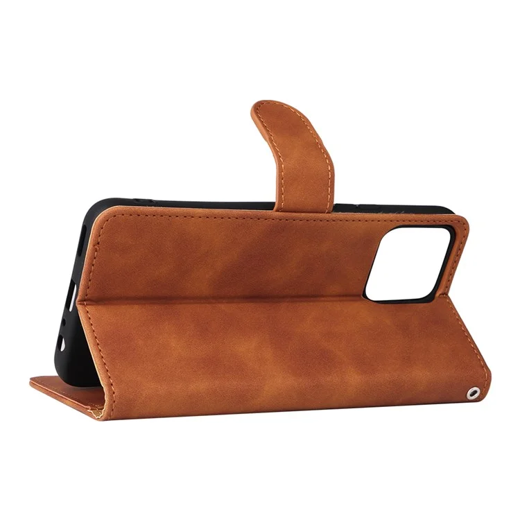Pour Honor X8 4G Skin-Touch Feeling Wallet Phone Case Flip Folio PU Leather Folding Stand Cover - Brun