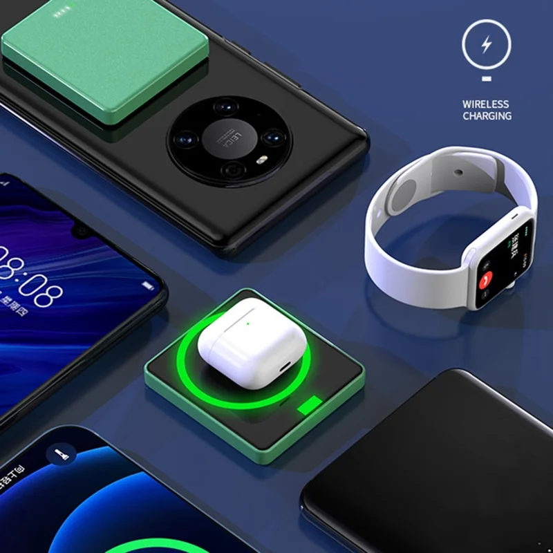 E30 5000mAh Magnetic-Absorbed 15W Wireless Charging Power Bank PD + QC 20W Battery Pack - Green