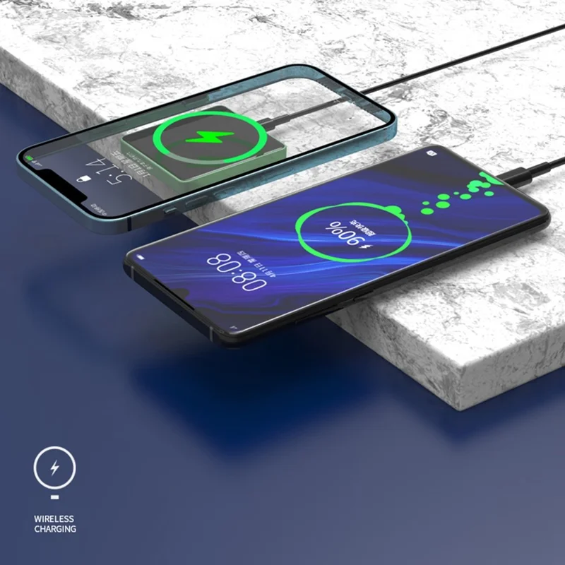 E30 5000mAh Magnetic-Absorbed 15W Wireless Charging Power Bank PD + QC 20W Battery Pack - Green