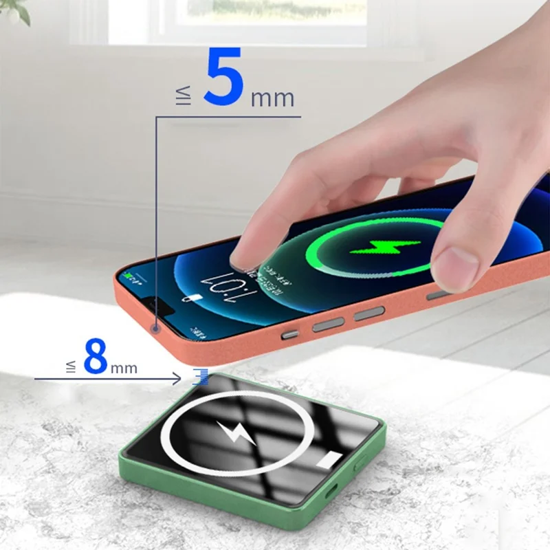 E30 5000mAh Magnetic-Absorbed 15W Wireless Charging Power Bank PD + QC 20W Battery Pack - Green