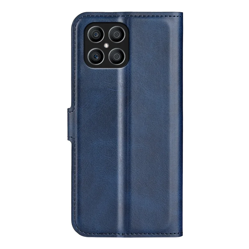 Étui pour Honor X8 4G en cuir PU texturé avec fonction support, portefeuille et rabat anti-chocs à fermoir magnétique - Bleu