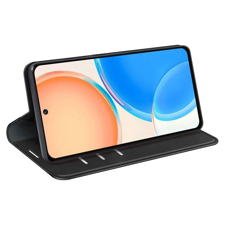 Für Ehren X8 Skin-touch Folio Flip Leder Cover Automatisch Absorbiertes Magnetische Telefon Brieftasche Hülle - Schwarz