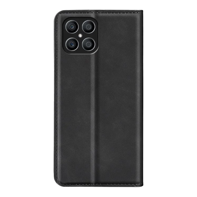 Für Ehren X8 Skin-touch Folio Flip Leder Cover Automatisch Absorbiertes Magnetische Telefon Brieftasche Hülle - Schwarz