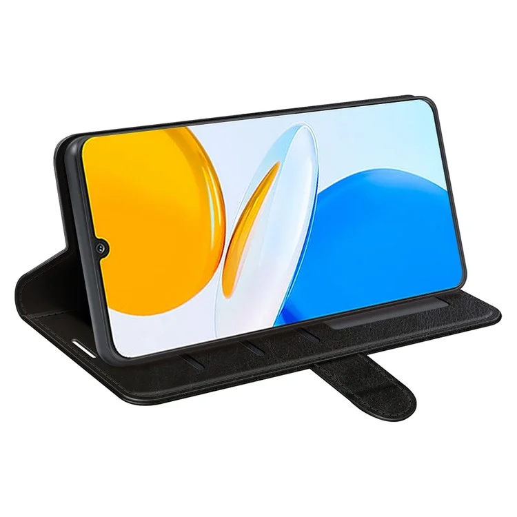 For Honor X7 Crazy Horse Textur Leder Telefonhülle Folio Flip Stand Schutzhülle mit Wallet - Schwarz