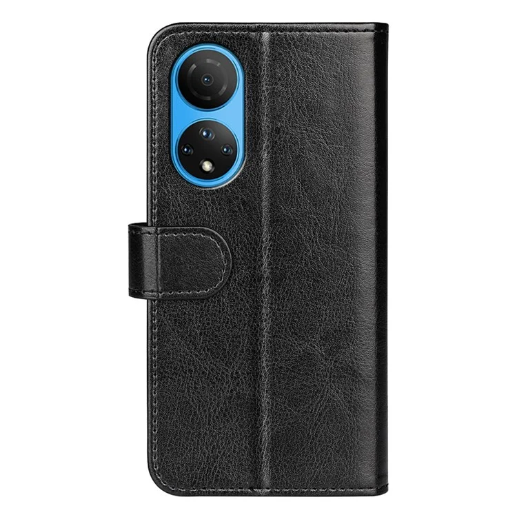 For Honor X7 Crazy Horse Textur Leder Telefonhülle Folio Flip Stand Schutzhülle mit Wallet - Schwarz