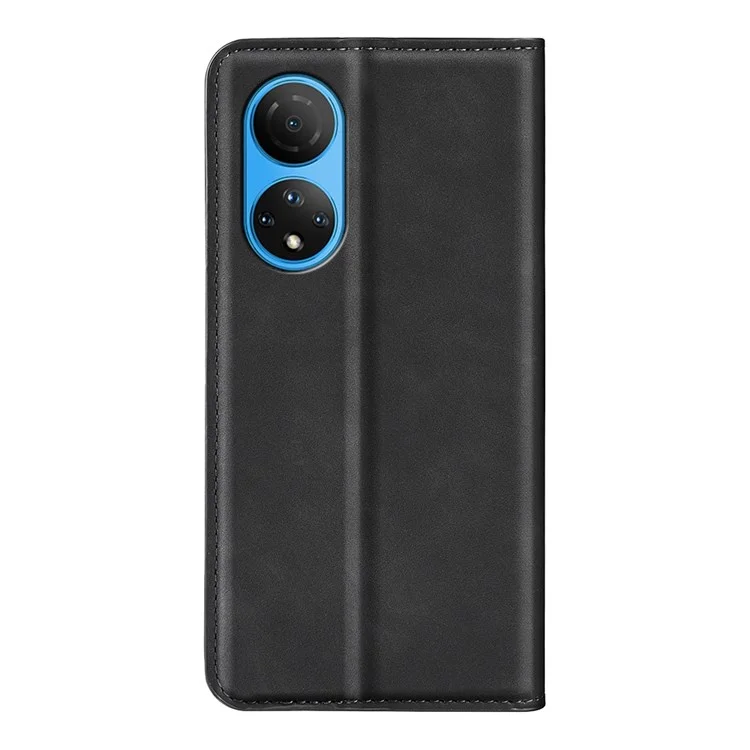For Honor X7 Pelle Skin-touch Sensazione Custodia in Pelle PU Magnetica Auto-assorbita Portafoglio Supporto per Telefono - Nero