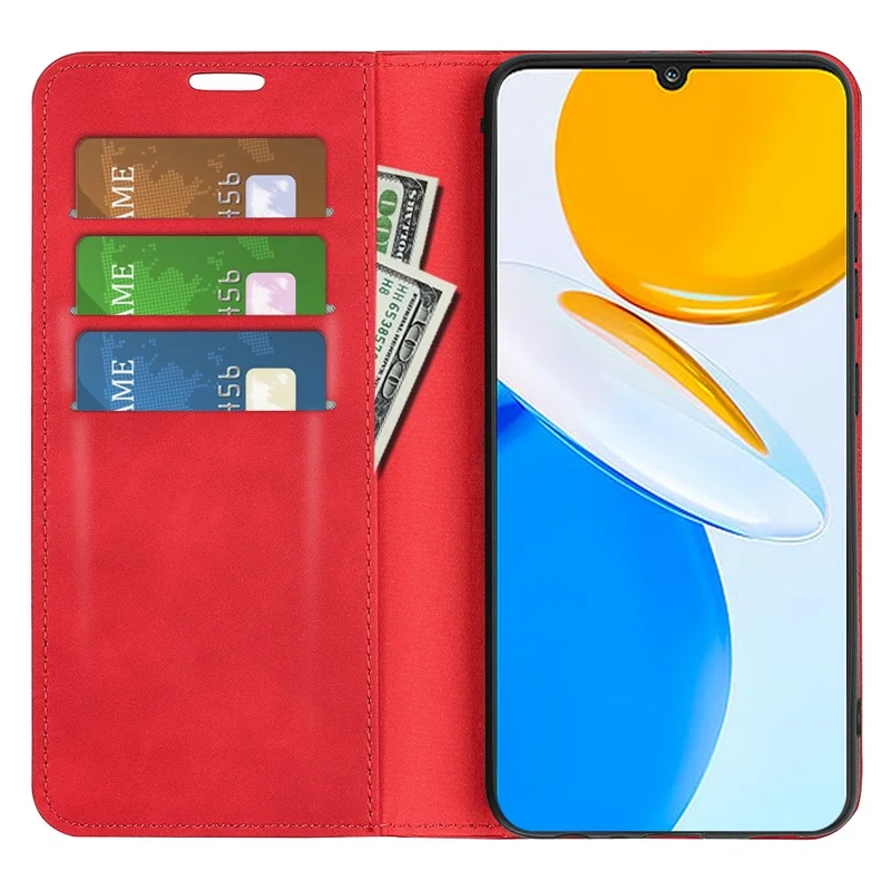 Für Ehren X7 Hauttouch Feel PU Leder Cover Magnetisch Automatisch Absorbiertes Telefon Brieftasche Hülle - Rot