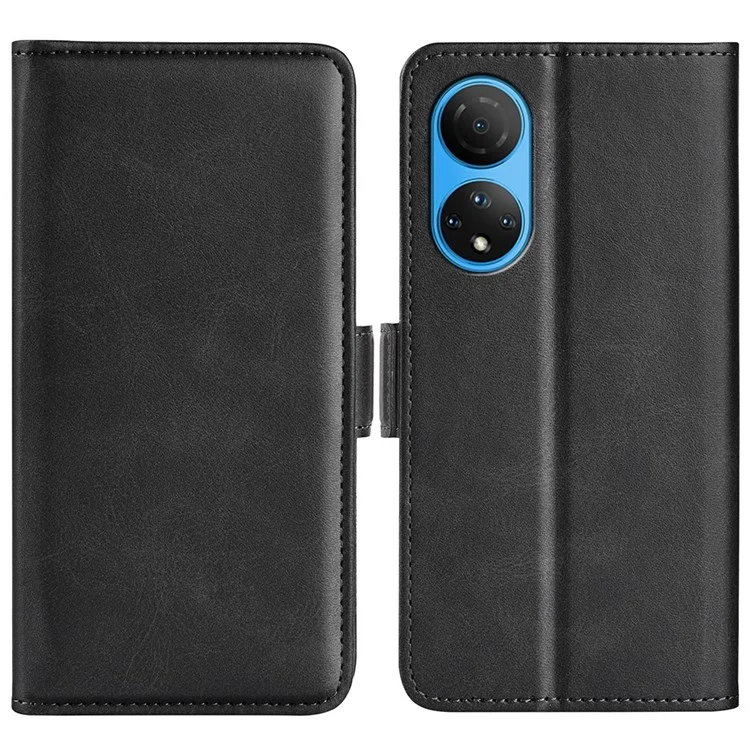 For Honor X7 Custodia per telefono in pelle PU con fibbia doppia, antiscivolo, con supporto e porta carte - Nero 