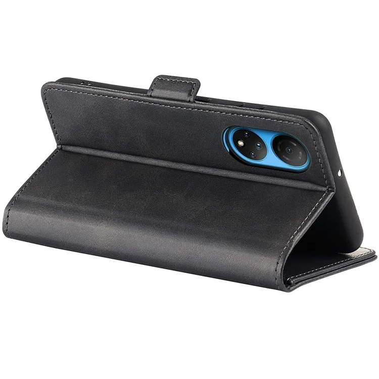For Honor X7 Custodia per telefono in pelle PU con fibbia doppia, antiscivolo, con supporto e porta carte - Nero 
