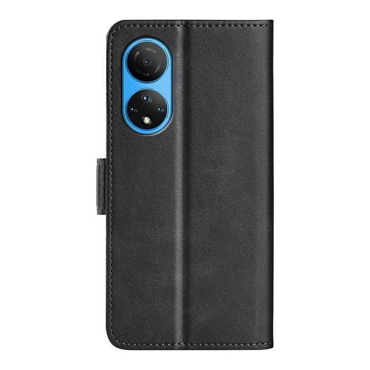 For Honor X7 Custodia per telefono in pelle PU con fibbia doppia, antiscivolo, con supporto e porta carte - Nero 