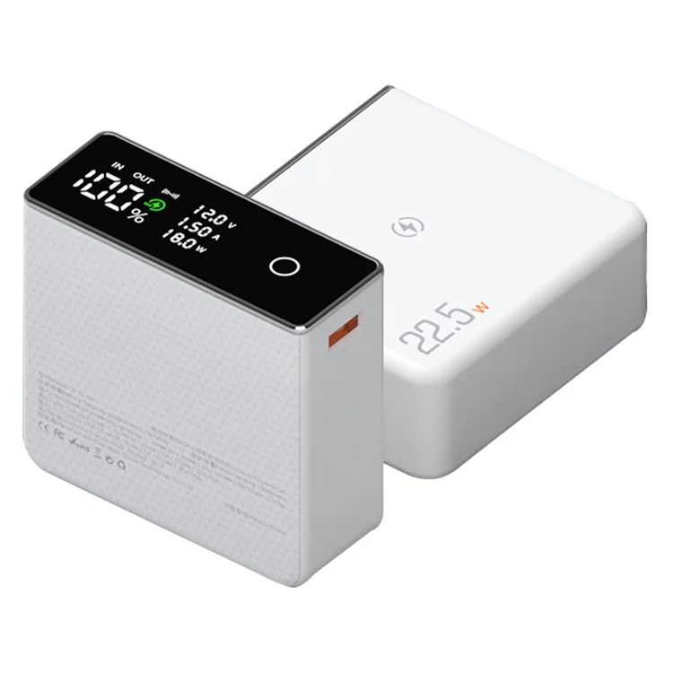 Q7 20000mAh Super Fast 22.5W PD 20W 15W Portable Charger Magnetic Wireless Power Bank CE Certificated Portable Phone Charger for Laptop PC and Cell Phone - White