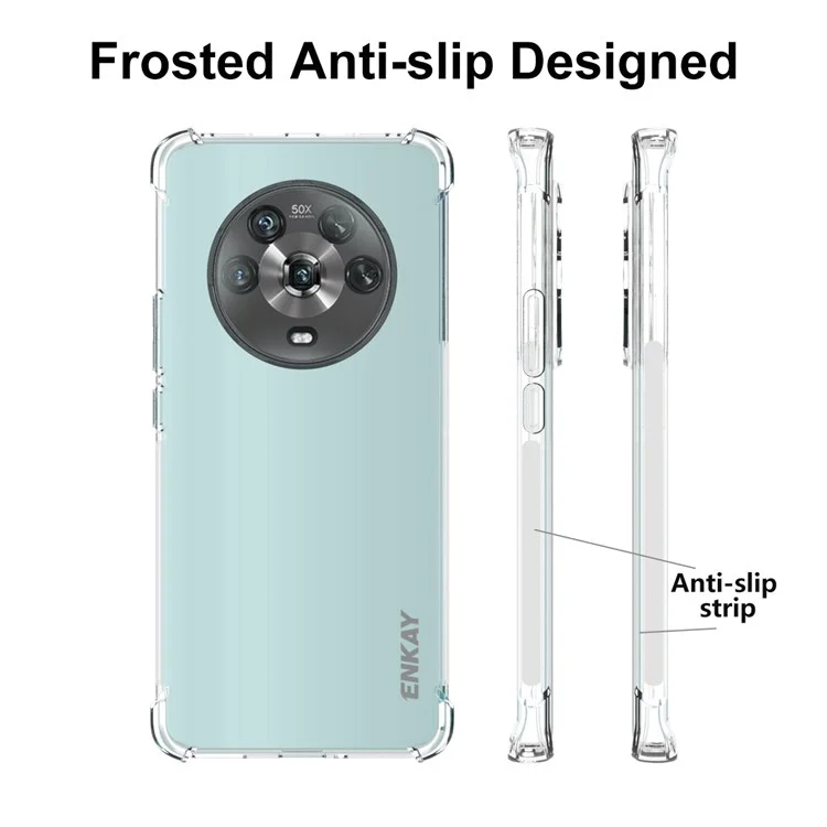 Enkay Hat Prince Anti-slip Edge TPU Case Pour Honor Magic4 Crystal Clear Slim Cover Four Corner Amélioration de la Protection D'automne Protection du Téléphone
