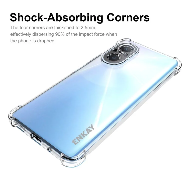 Enkay Hat Prince Shcokproof TPU Slim Case Pour Huawei Nova 9 SE Couverture Antidérapante Crimpstal Clear Four Corner Améliorer la Protection D'automne