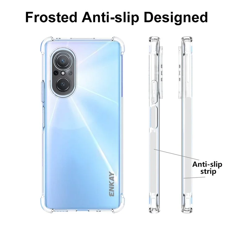 ENKAY HAT PRINCE Shcok Deip TPU Slim Custodia Per Huawei Nova 9 se Crygial Clear Anti-slip Cover Del Telefono a Quattro Angoli