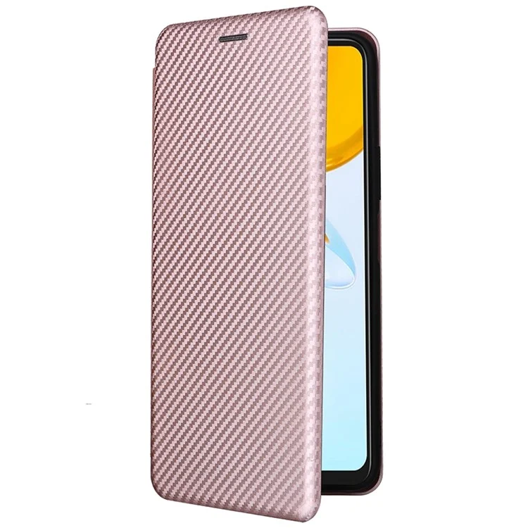 Para Honor X7 Carbon Fiber Texture Folio Flip Anti-srratch PU Cuero Amplia Magnético Autorética Autorética Cubierta de Teléfono Phone - Oro Rosa