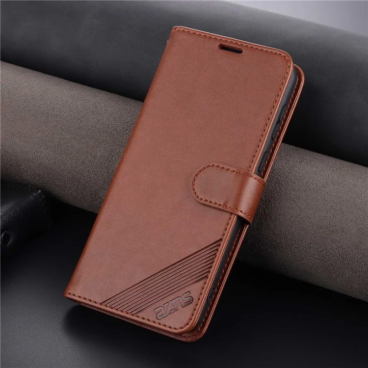AZNS Texturant PU Leather Phone Case For Honor 60 SE Protection Flio Flip Couverture TPU TPU Discussion Stand Avec Portefeuille - Brun