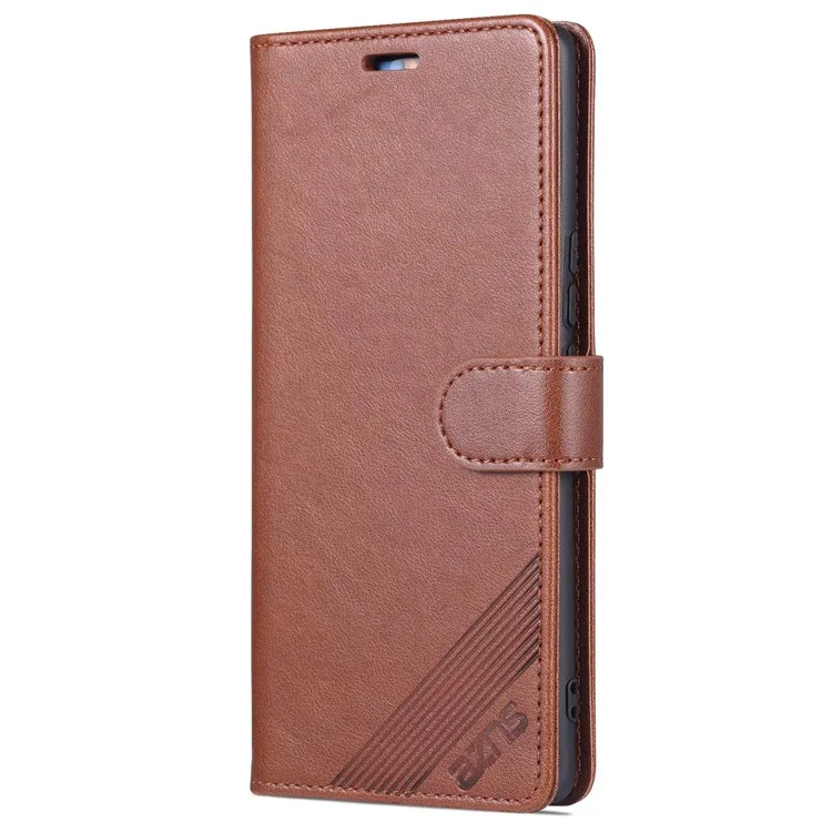 AZNS Texturant PU Leather Phone Case For Honor 60 SE Protection Flio Flip Couverture TPU TPU Discussion Stand Avec Portefeuille - Brun