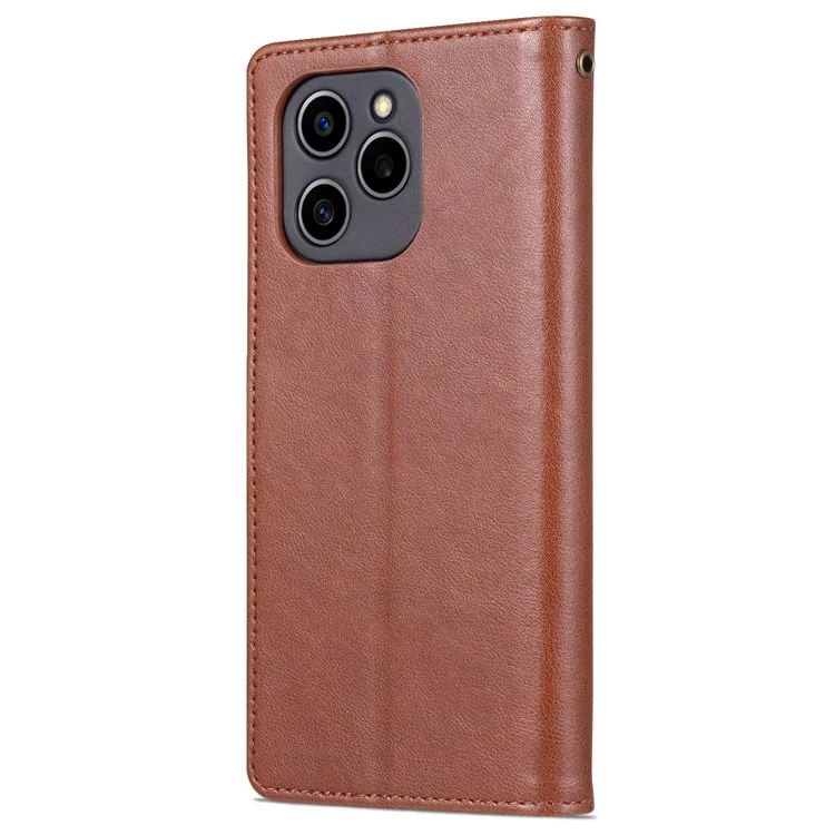 AZNS Texturant PU Leather Phone Case For Honor 60 SE Protection Flio Flip Couverture TPU TPU Discussion Stand Avec Portefeuille - Brun