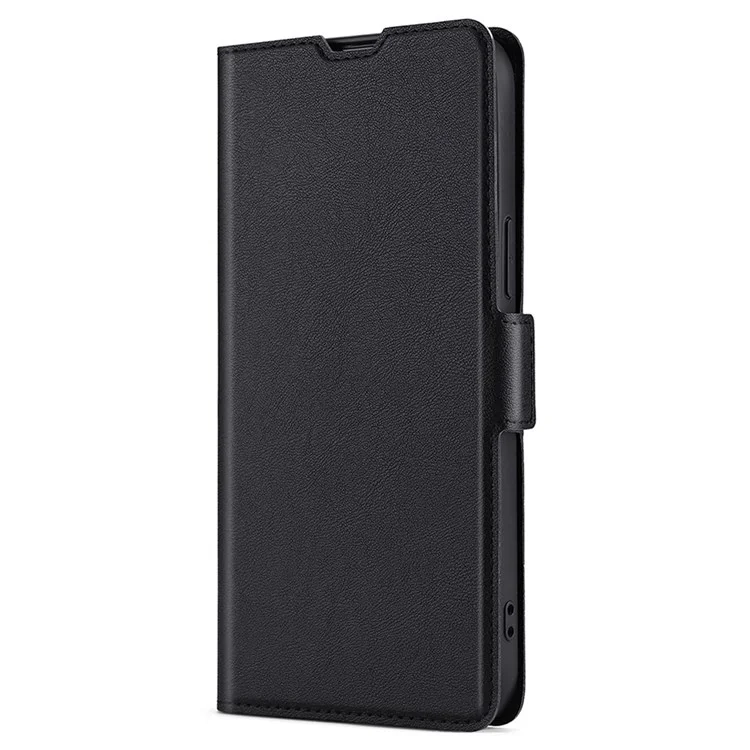 Ultradünne PU-Lederhülle für Honor Magic4 Pro Stoßfeste Folio-Flip-Cover Seitlicher Magnetverschluss Ständer-Hülle mit Kartenfach - Schwarz