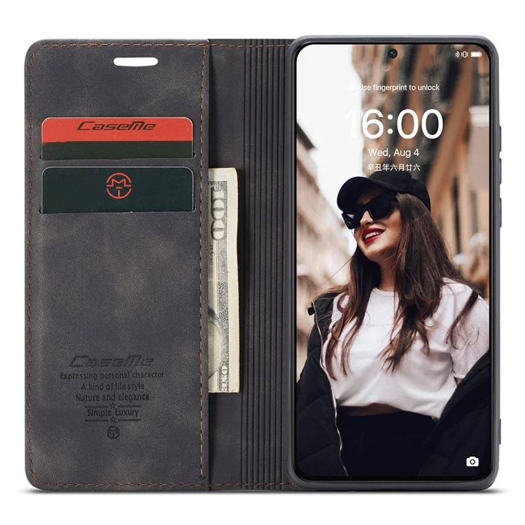 Серия Caseme 013 Для Huawei P50 Wallet PU Кожаный Чехол Складная Стенд Магнитная Автоматическая Поглощенная Флип - Чернить