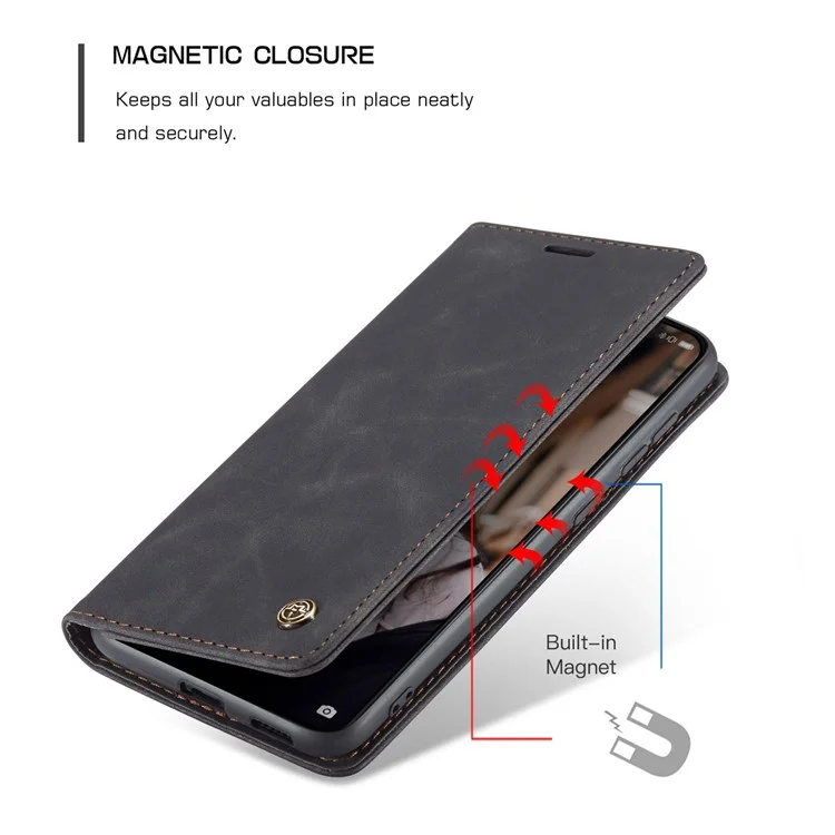 Caseme 013 Series Per Huawei P50 Portafoglio PU Custodia In Pelle Piegabile Pieghevole Stand Magnetico Assorbordato Auto-assorbito - Nero