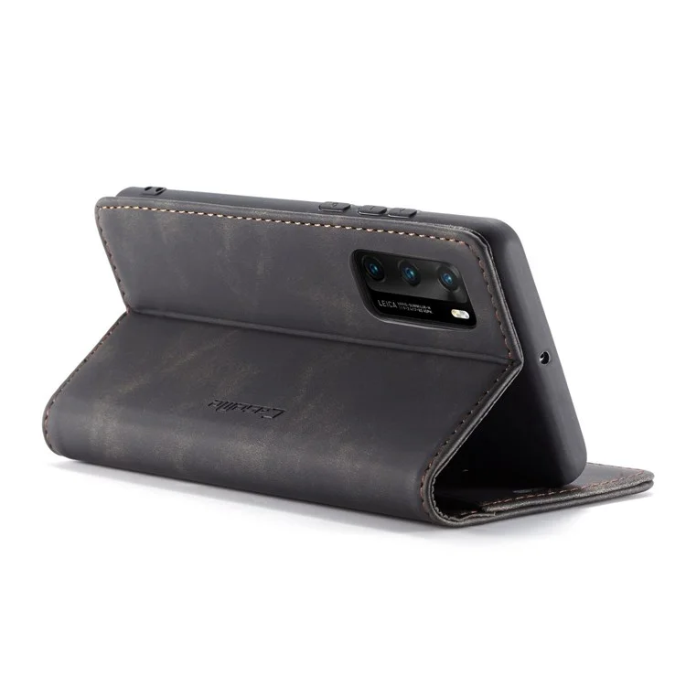 Caseme 013 Series Para Huawei P40 Magnetic Auto Closing PU Cuero + TPU Wallet Stand Funda Telefónica - Negro