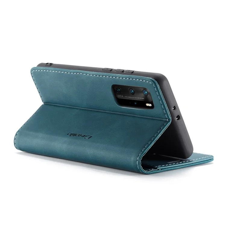 CASEME 013 Series for Huawei P40 Pro Foldable Stand PU Leather Cover Wallet Phone Case - Blue