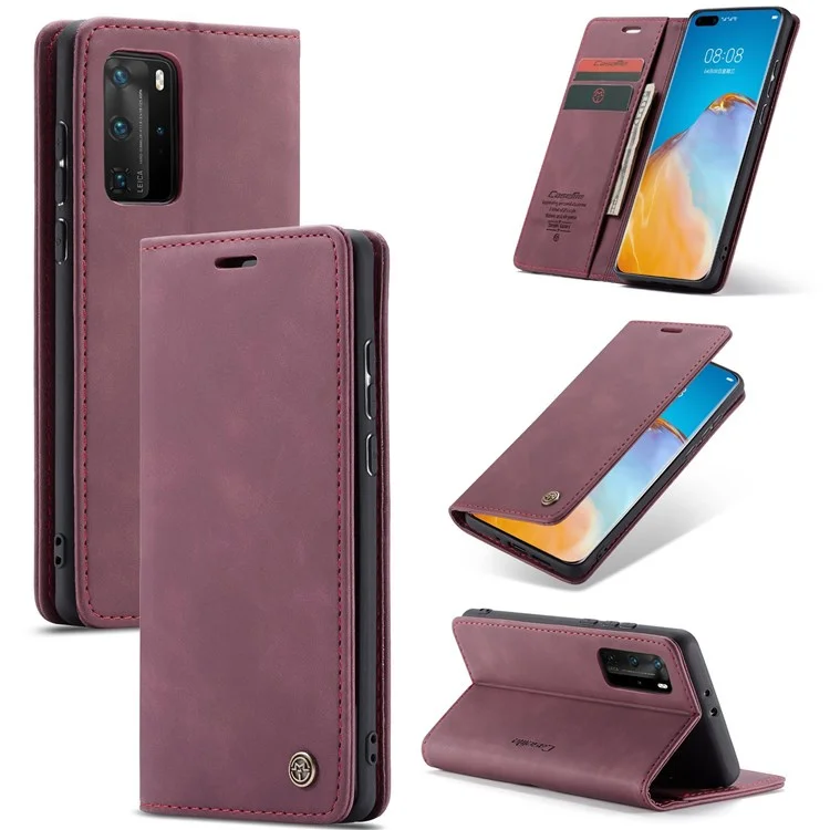 Caseme 013 Series Pour Huawei P40 Pro Pliable Stand Cover Cover Coque Portefeuille - Rouge