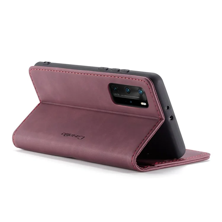 Caseme 013 Series Pour Huawei P40 Pro Pliable Stand Cover Cover Coque Portefeuille - Rouge