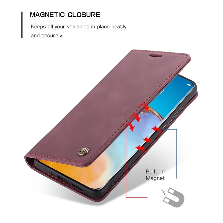 Caseme 013 Series Pour Huawei P40 Pro Pliable Stand Cover Cover Coque Portefeuille - Rouge